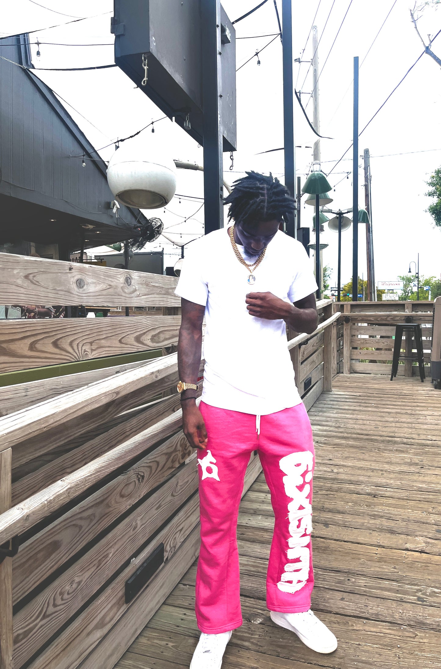Pink Flared Sweatpants